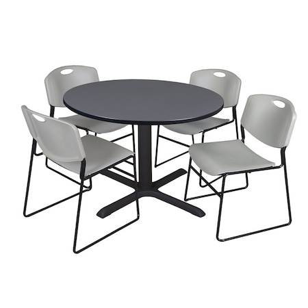 Cain Cain Round Table & Chair Set, Wood, Metal, Polypropylene Top, Grey TB48RNDGY44GY